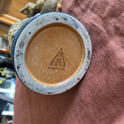 chope à bière allemande En Grès Avec Couvercle Étain