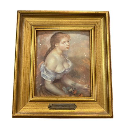Petit cadre Helca émail martelé à la main, reproduction d'un tableau de Renoir