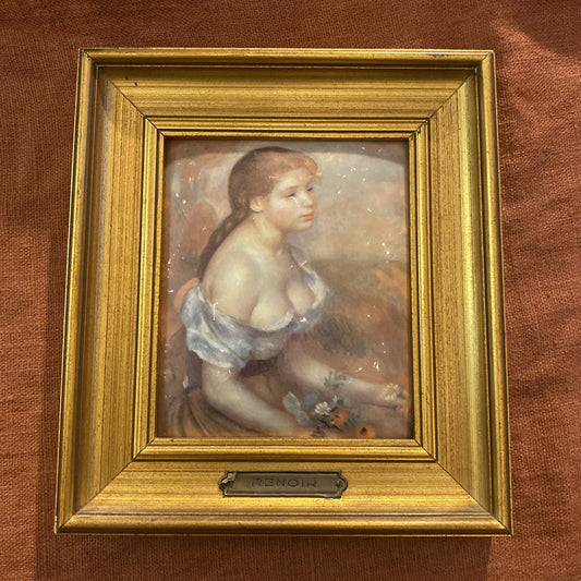 Petit cadre Helca émail martelé à la main, reproduction d'un tableau de Renoir