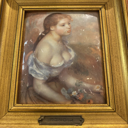 Petit cadre Helca émail martelé à la main, reproduction d'un tableau de Renoir