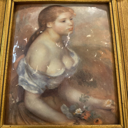 Petit cadre Helca émail martelé à la main, reproduction d'un tableau de Renoir