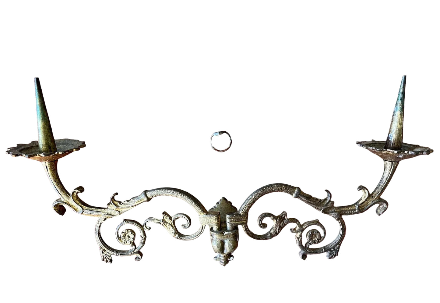 Applique murale double en bronze doré, style Louis XV Bougie/pique Cierge