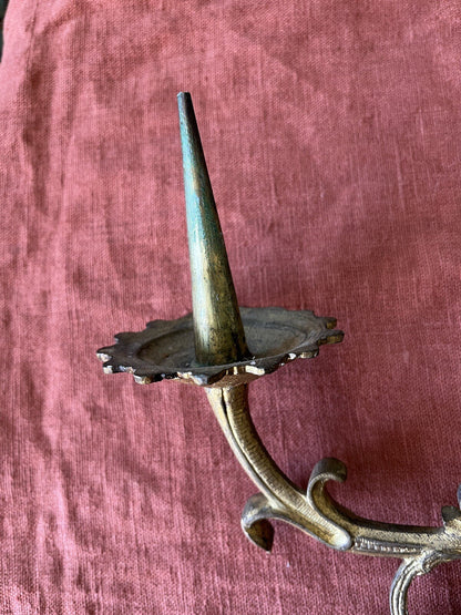 Applique murale double en bronze doré, style Louis XV Bougie/pique Cierge