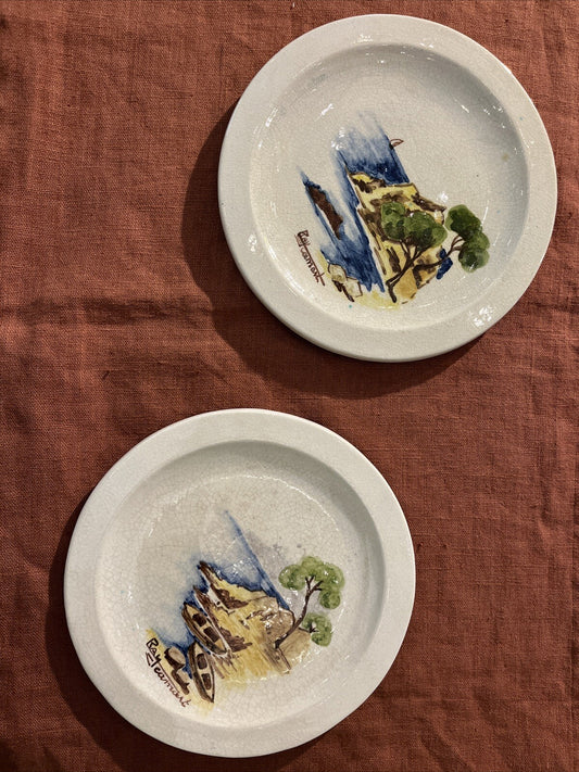 2 Assiettes anciennes Ceramique Raymond Ray Camart 1908 1980 vallauris antibes