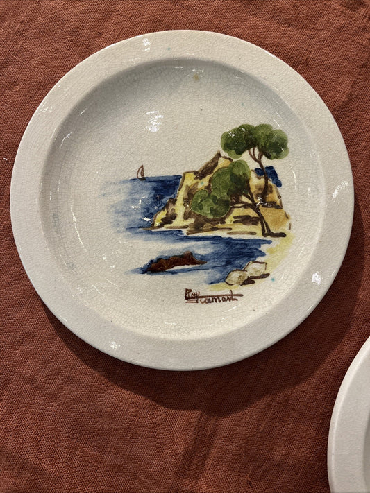 2 Assiettes anciennes Ceramique Raymond Ray Camart 1908 1980 vallauris antibes