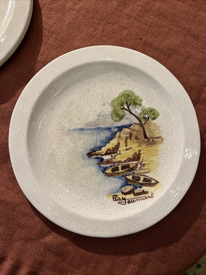 2 Assiettes anciennes Ceramique Raymond Ray Camart 1908 1980 vallauris antibes