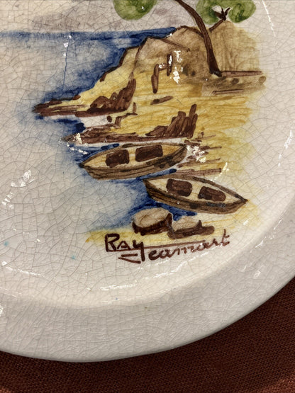 2 Assiettes anciennes Ceramique Raymond Ray Camart 1908 1980 vallauris antibes