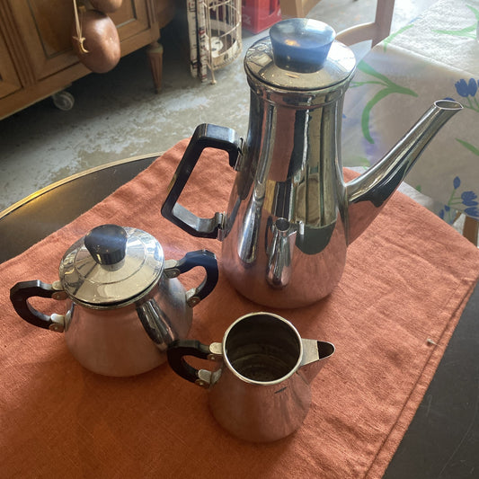 Service A Café Vintage En Métal Argenté