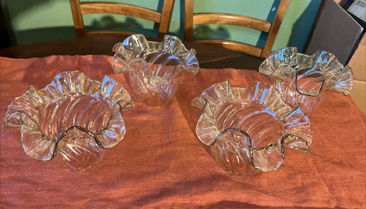 Lot De 4 Tulipes Vintage En Verre