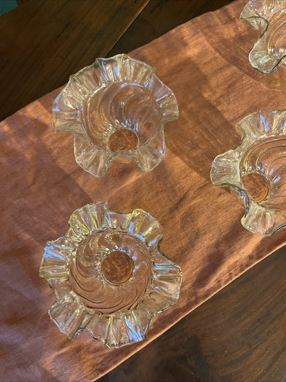 Lot De 4 Tulipes Vintage En Verre