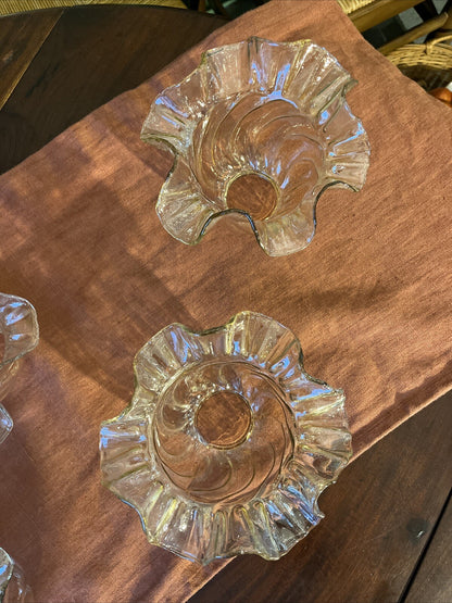 Lot De 4 Tulipes Vintage En Verre