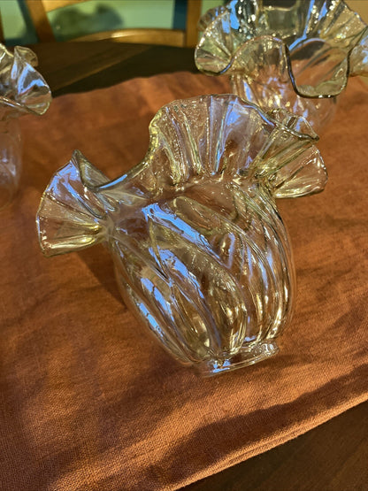 Lot De 4 Tulipes Vintage En Verre