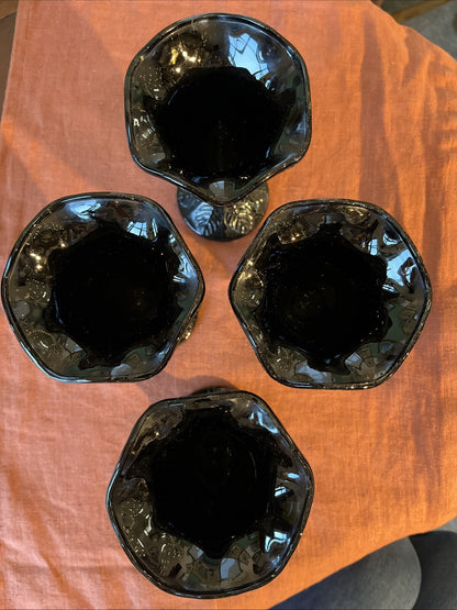 4 Coupes À Glaces Noir En Opaline