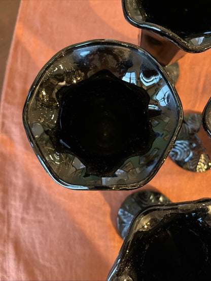 4 Coupes À Glaces Noir En Opaline