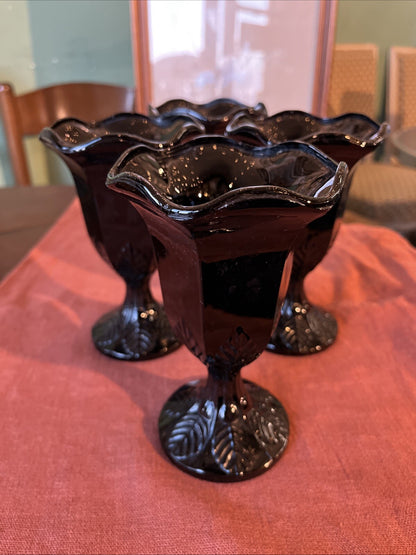 4 Coupes À Glaces Noir En Opaline