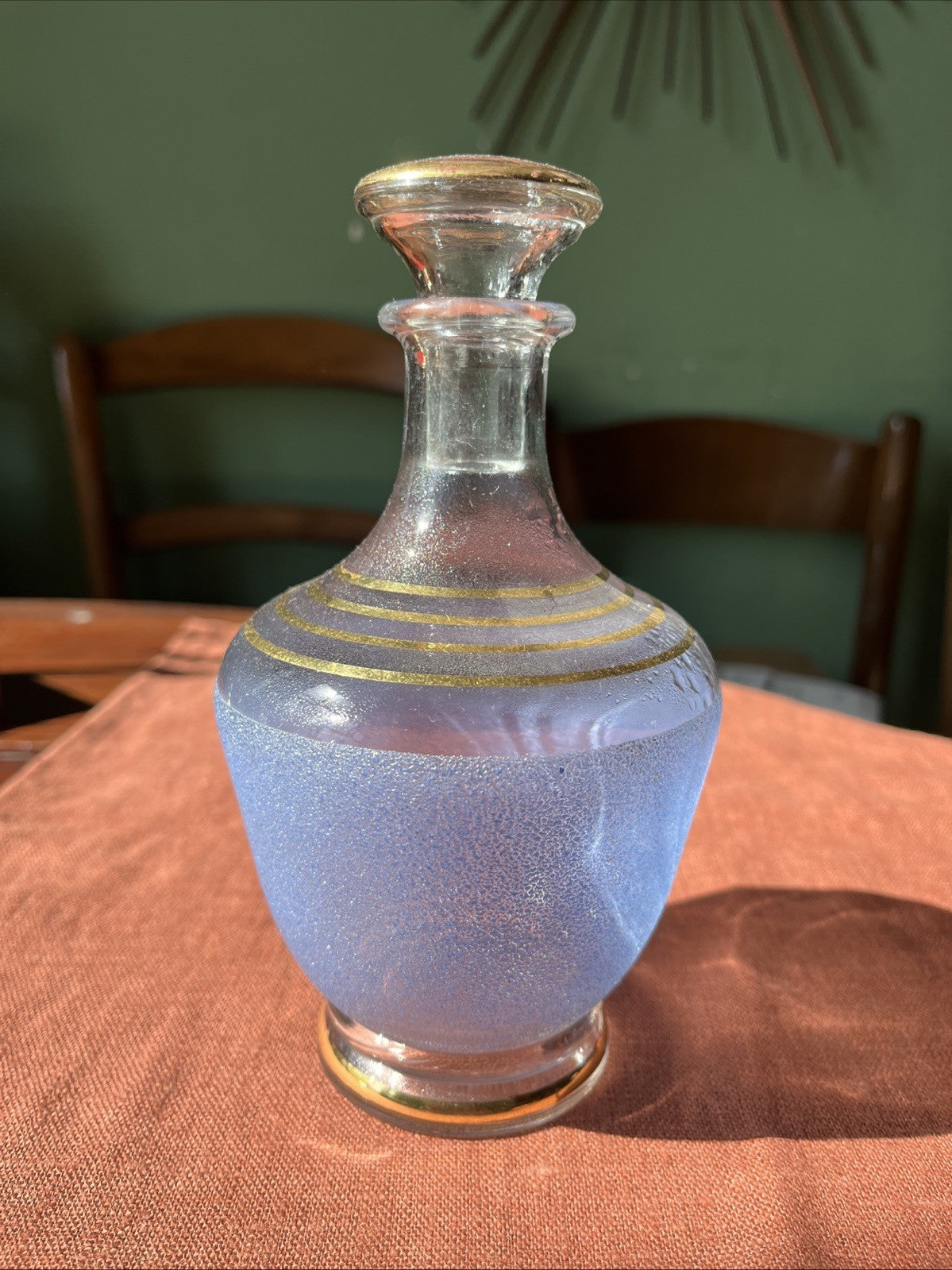 Carafe Liqueur Bleu Et Doré