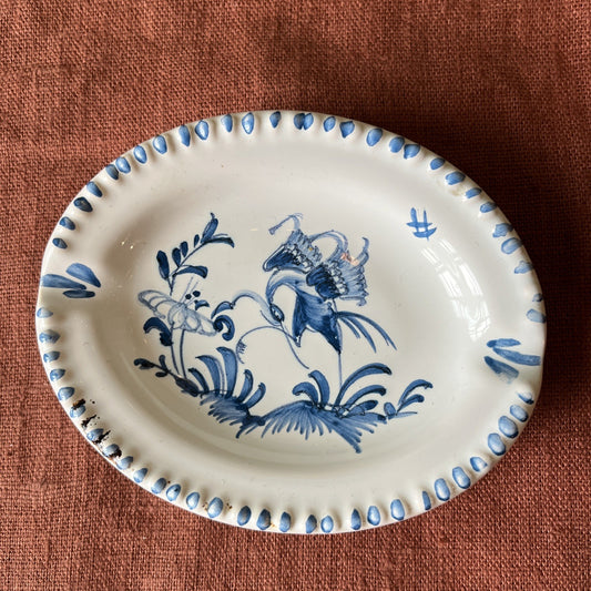 Petit Cendrier Moustiers Bleu Et Blanc