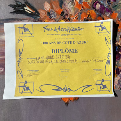 Huile Sur Toile Encadrement Bois Nature Morte Bouquet De Fleurs