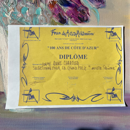 Huile Sur Toile Nature Morte Fleurs Encadrement Bois