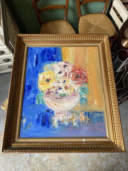 Huile Sur Toile Encadrement En Bois Doré Nature Morte