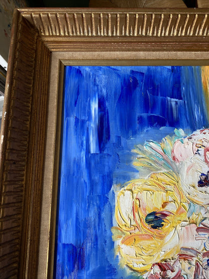 Huile Sur Toile Encadrement En Bois Doré Nature Morte