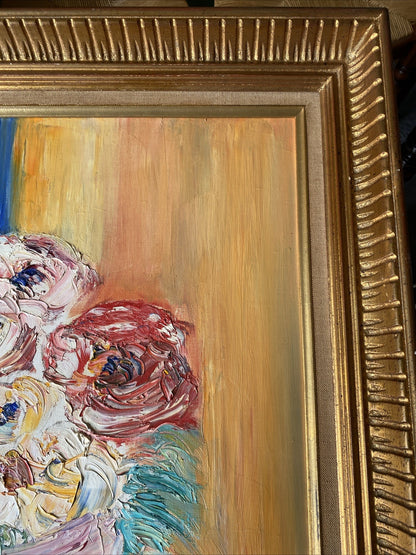 Huile Sur Toile Encadrement En Bois Doré Nature Morte