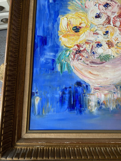 Huile Sur Toile Encadrement En Bois Doré Nature Morte