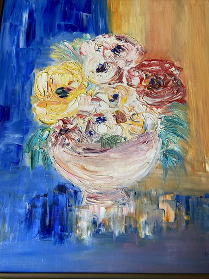 TABLEAU HUILE SUR TOILE NATURE MORTE Datée Signée 1950 Cadre Bois Sculpte Deco 118816 TABLEAU HUILE SUR TOILE NATURE MORTE Datée Signée 1950 Cadre Bois Sculpte Deco 118816