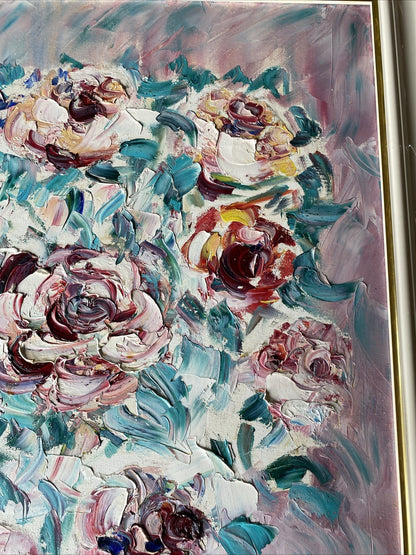 Huile Sur Toile Encadrement En Bois Laqué Blanc