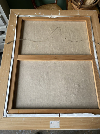 Huile Sur Toile Encadrement En Bois Laqué Blanc