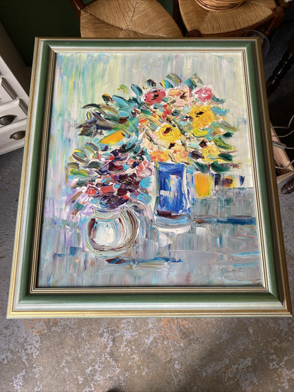 Huile Sur Toile Avec Encadrement En Bois Signé Anne Chartier