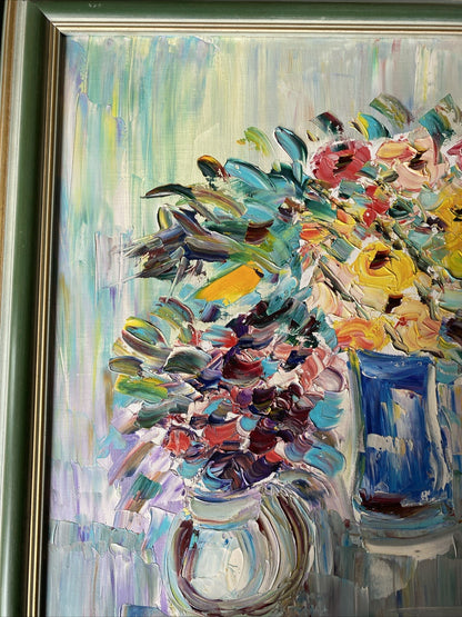 Huile Sur Toile Avec Encadrement En Bois Signé Anne Chartier