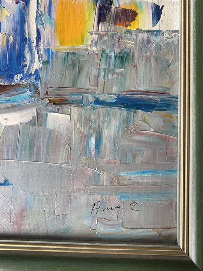 Huile Sur Toile Avec Encadrement En Bois Signé Anne Chartier