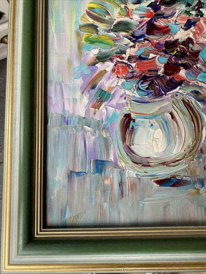 Huile Sur Toile Avec Encadrement En Bois Signé Anne Chartier