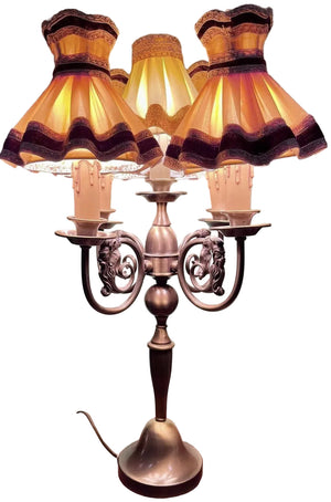 Candélabre Ancien Hollandais Électrifié En Bronze Patiné Vernis / Lampe À Poser