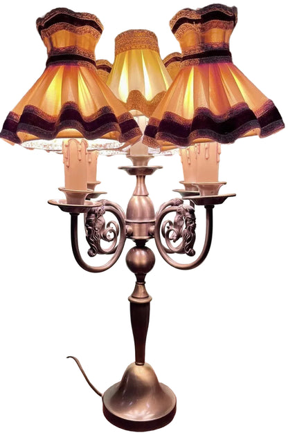 Candélabre Ancien Hollandais Électrifié En Bronze Patiné Vernis / Lampe À Poser