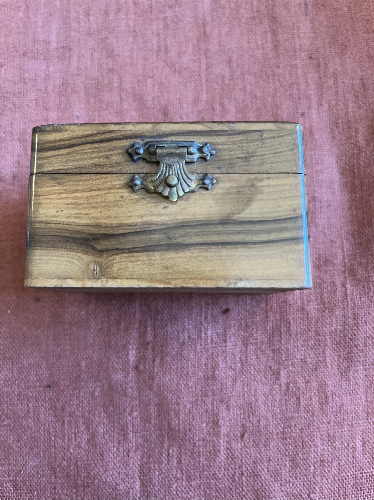 Ancienne Petite Boîte À Bijoux Bois Et Décor De Fleurs