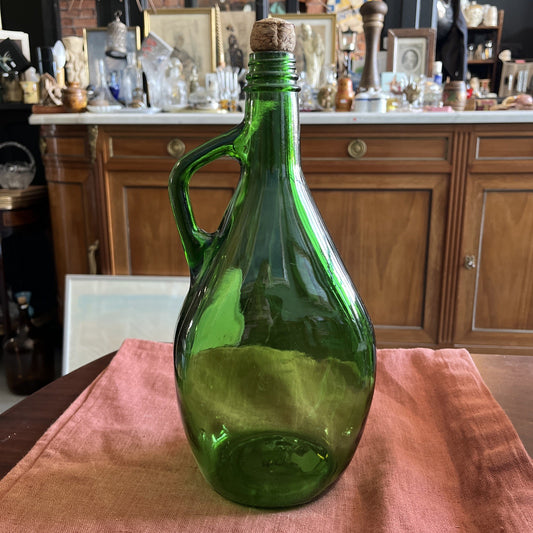 Ancienne Bouteille En Verre Verte Avec Sa Anse