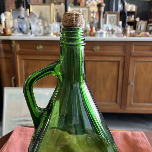 Ancienne Bouteille En Verre Verte Avec Sa Anse