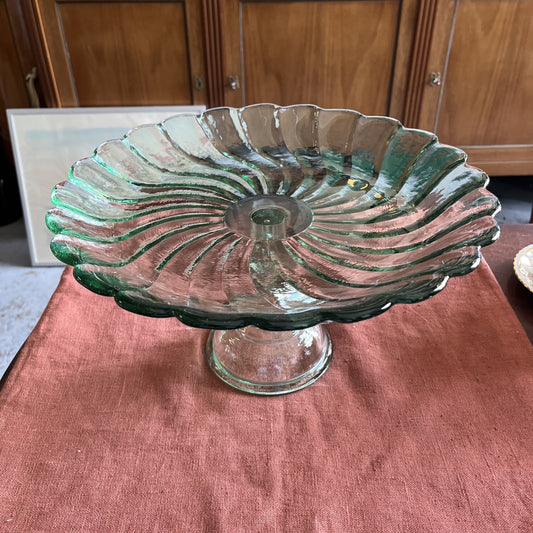 Coupe/Présentoir À Gâteau/compotier En Verre Vert