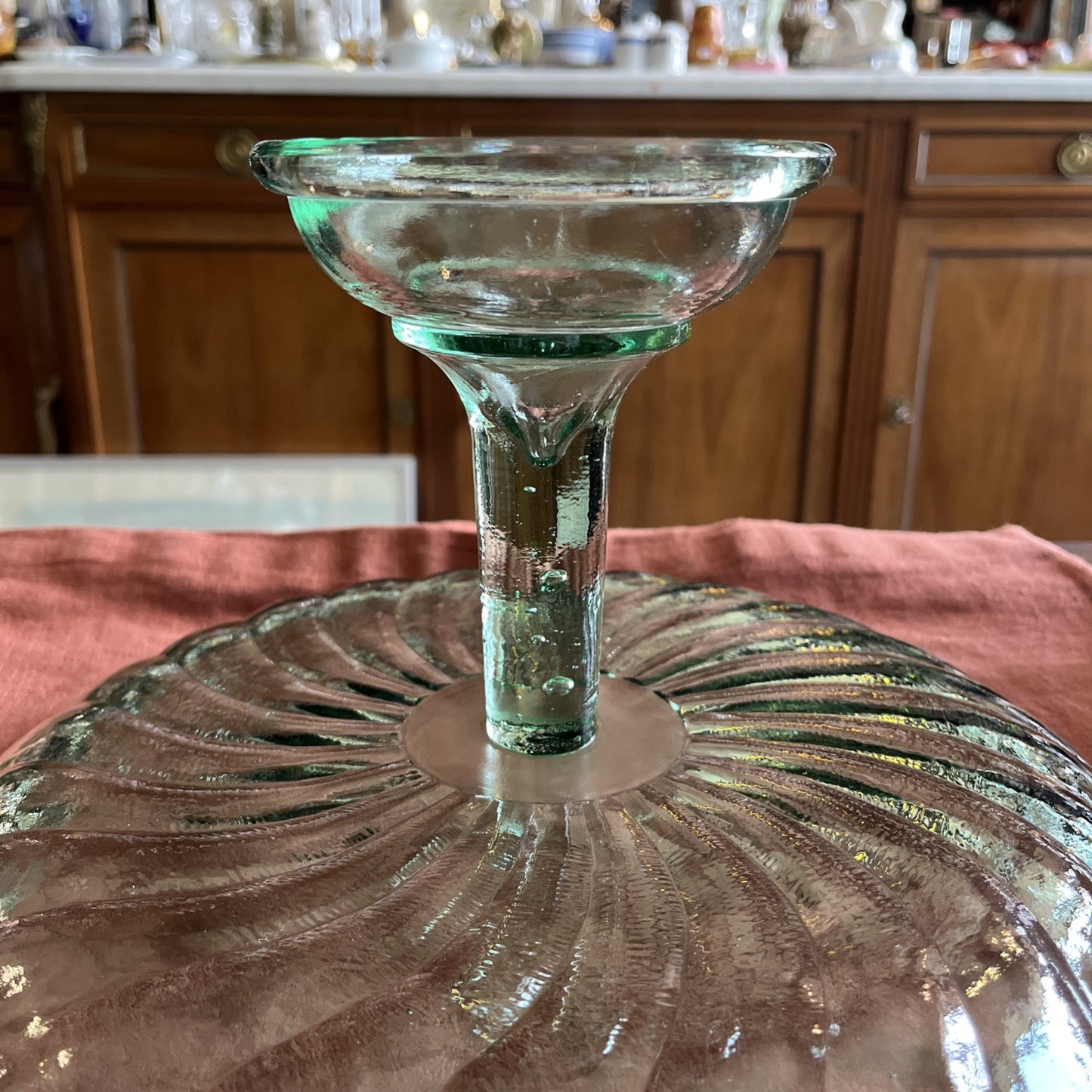 Coupe/Présentoir À Gâteau/compotier En Verre Vert