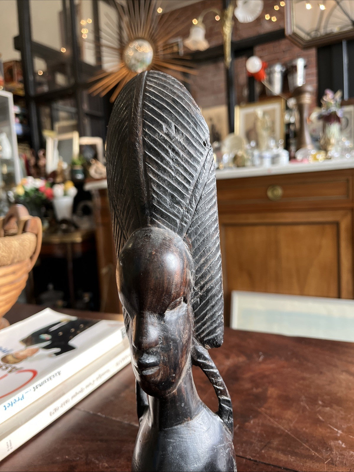 Sculpture Buste Femme Africaine Bois