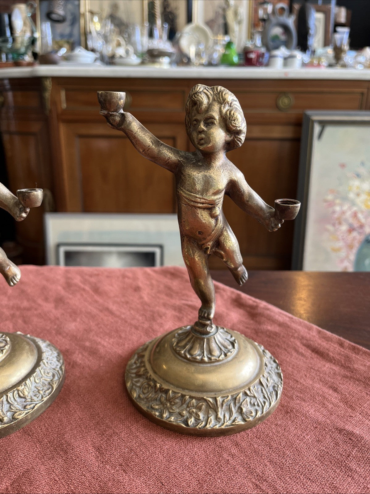 Paire D’ange En Bronze Doré