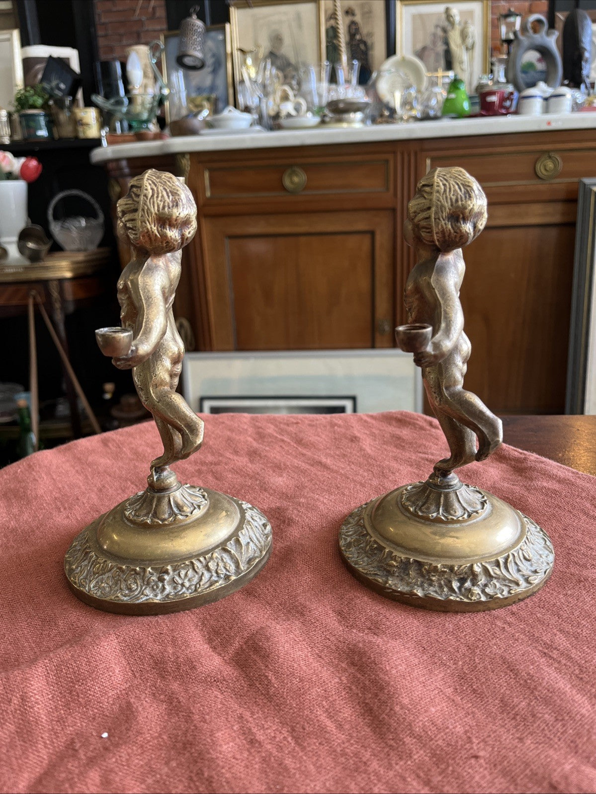 Paire D’ange En Bronze Doré