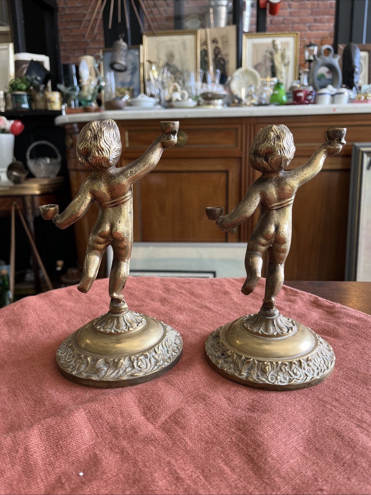 Paire D’ange En Bronze Doré