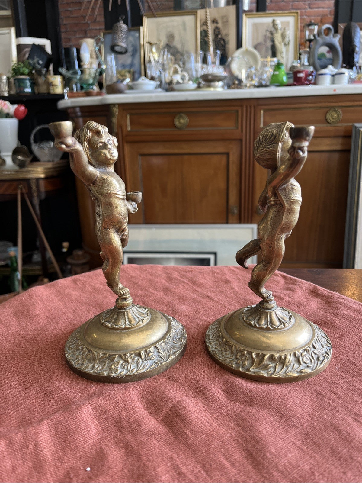 Paire D’ange En Bronze Doré