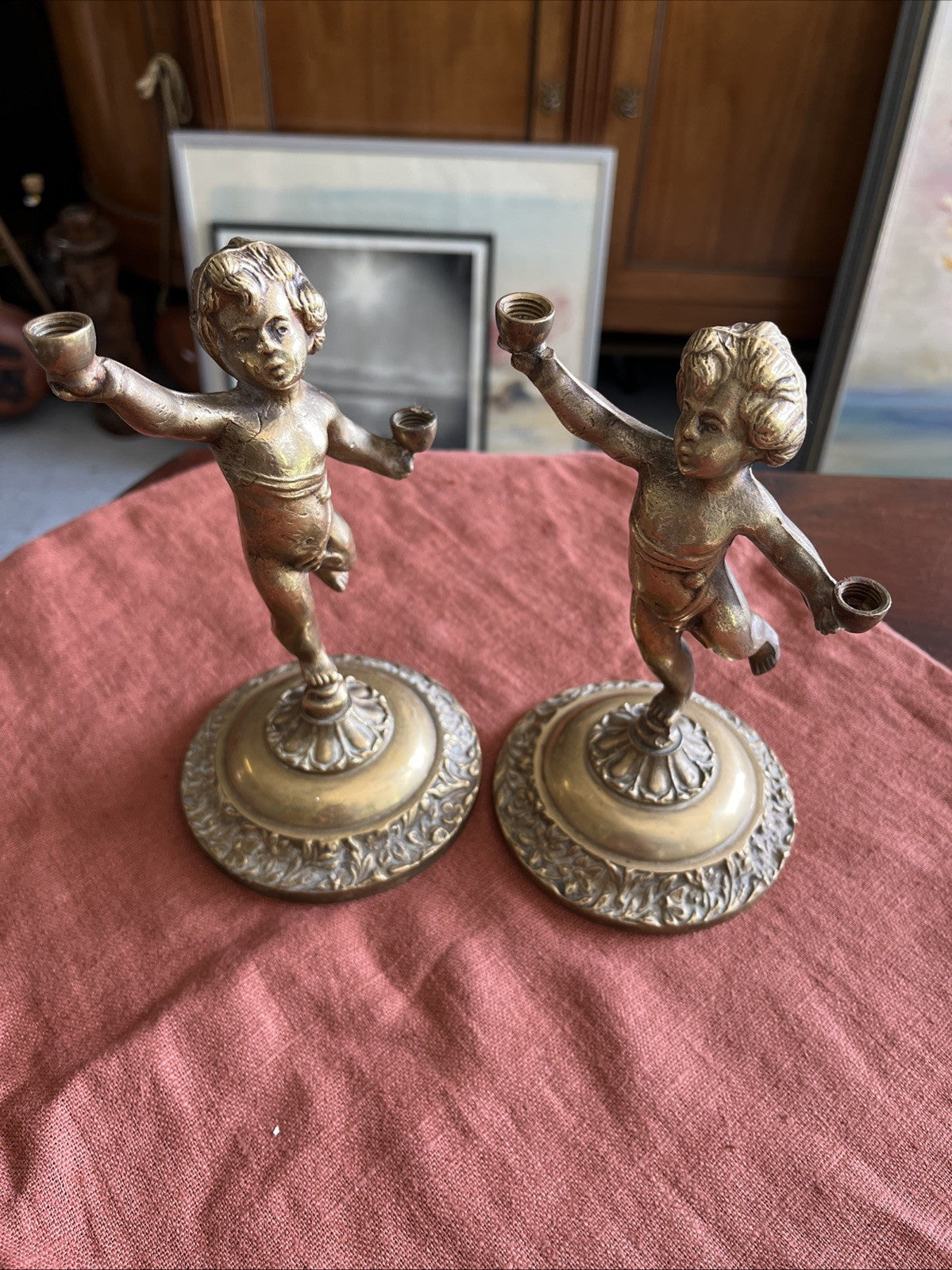 Paire D’ange En Bronze Doré