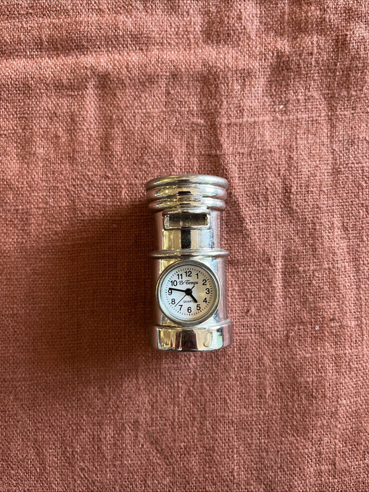 Horloge miniature pendulette pendule métal vintage boite aux lettres américaine