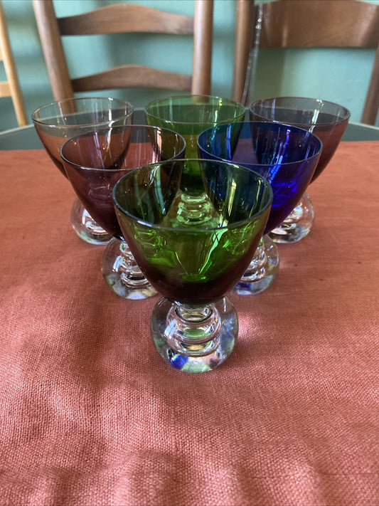 lot de 6 petits verres digestif shooter de couleurs vintage