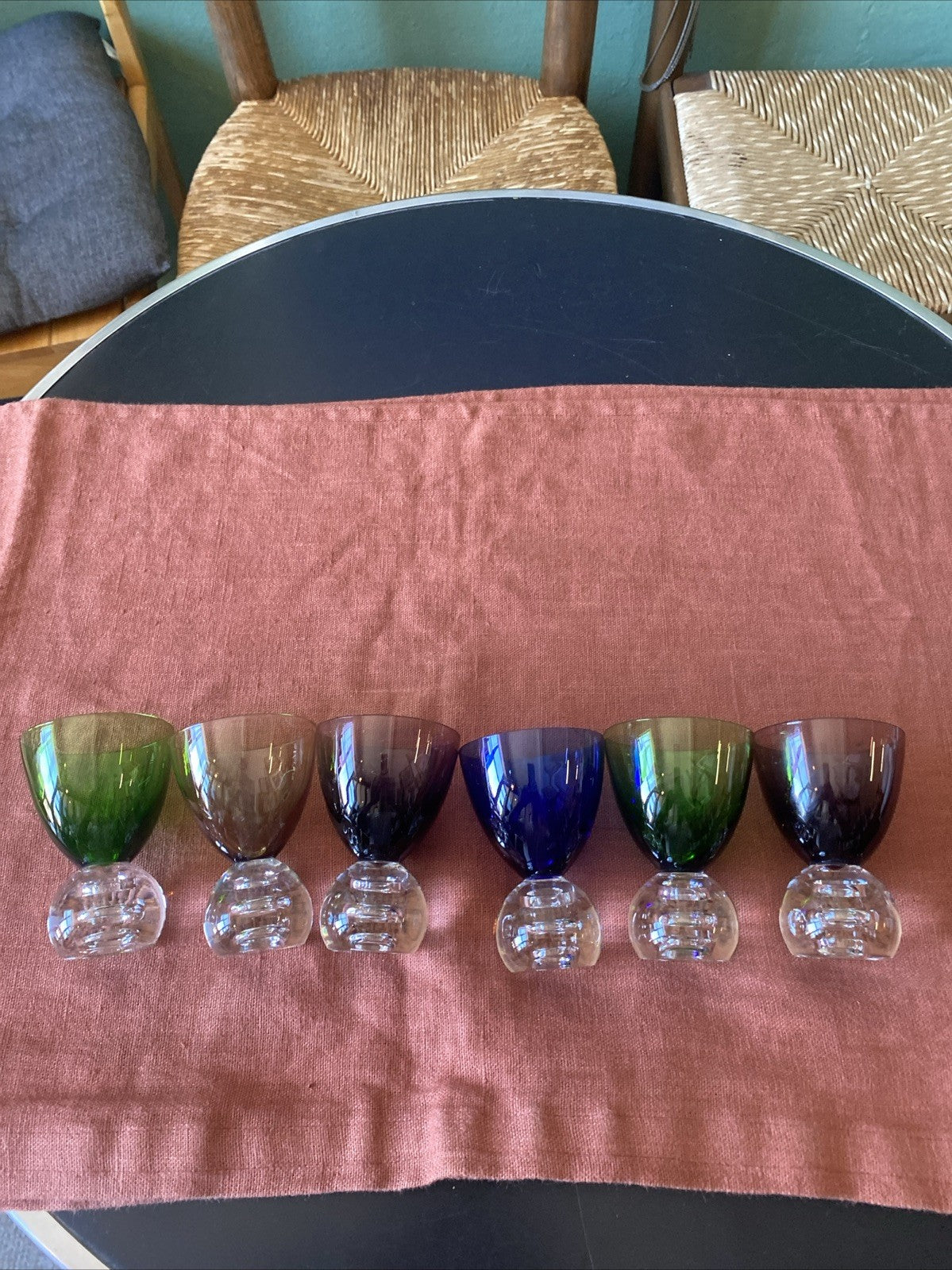 lot de 6 petits verres digestif shooter de couleurs vintage